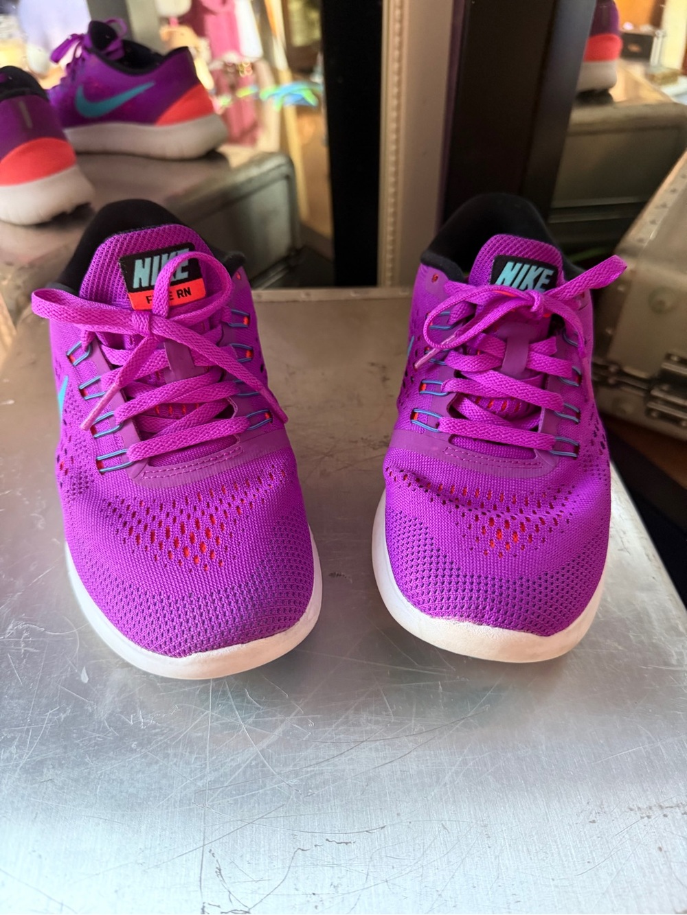 Women’s Nike Kids Sneakers - Bright Purple with Teal Accent